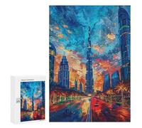 Puzzles pour Adolescents 300 PCS Dubai Skyline at Sunset Puzzles pour Adolescents Améliorent La Mémoire Difficiles À Compléter Jeux Stimulants 300 PCS