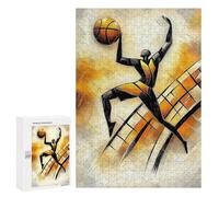 Puzzles pour Adolescents 300 PCS Dynamic Cubist Basketball Player in Motion Puzzles pour Adultes, Jouets Anti-Stress, Activités Amusantes À Faire À La Maison, 300 PCS
