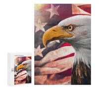 Puzzles pour Adolescents 300 PCS Eagle American Flag Background Puzzles pour Adultes Jeu Familial Décoration Parfaite Difficile À Compléter 300 PCS