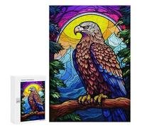 Puzzles pour Adolescents 300 PCS Eagle Colorful Stained Gla Puzzles pour Adultes, Jouets Anti-Stress, Activités Amusantes À Faire À La Maison, 300 PCS
