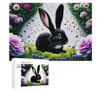 Puzzles pour Adolescents 300 PCS Easter Bunny Garden Scene Puzzle Anti-Stress, Jouet Idéal pour Une Décoration Amusante À La Maison, 300 PCS