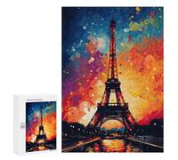 Puzzles pour Adolescents 300 PCS Eiffel Tower Painting Puzzles pour Adultes Jouets Anti-Stress pour S'amuser en Famille Interaction Parent-Enfant 300 PCS