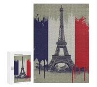 Puzzles pour Adolescents 300 PCS Eiffel Tower with French Flag Puzzles pour Adultes Jeu Familial Décoration Parfaite Difficile À Compléter 300 PCS