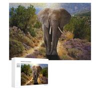Puzzles pour Adolescents 300 PCS Elephant in The Wild A Journey Through Nature's Landscape Puzzle Anti-Stress, Jouet Idéal pour Une Décoration Amusante À La Maison, 300 PCS