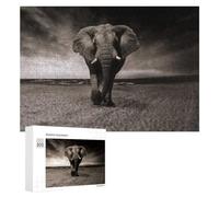 Puzzles pour Adolescents 300 PCS Elephant on The Beach A Monochrome Masterpiece Puzzle Anti-Stress, Jouet Idéal pour Une Décoration Amusante À La Maison, 300 PCS