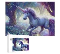 Puzzles pour Adolescents 300 PCS Enchanted Unicorn Forest Scene Puzzles pour Adultes Jeu De Réflexion Décoration Intérieure Activités Amusantes À La Maison 300 PCS