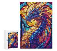 Puzzles pour Adolescents 300 PCS Epic Stained Glass Dragon Puzzles pour Adolescents - Jeu Familial - Décoration Murale - Interaction Parent-Enfant 300 PCS
