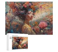 Puzzles pour Adolescents 300 PCS Fantasy Artwork Woman with Flowers and Birds Puzzles pour Adultes Jeu De Réflexion Décoration Intérieure Activités Amusantes À La Maison 300 PCS