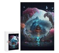 Puzzles pour Adolescents 300 PCS Fantasy Asian Landscape with Temple Puzzles pour Adolescents Améliorent La Mémoire Difficiles À Compléter Jeux Stimulants 300 PCS