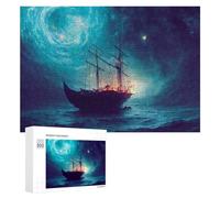 Puzzles pour Adolescents 300 PCS Fantasy Ship in Stormy Sea Puzzles pour Adultes Jeu De Réflexion Décoration Intérieure Activités Amusantes À La Maison 300 PCS