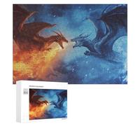 Puzzles pour Adolescents 300 PCS Fire Vs. Ice Dragons Battle Puzzles pour Adultes Jeu De Réflexion Décoration Intérieure Activités Amusantes À La Maison 300 PCS