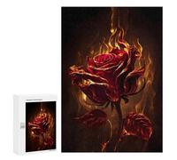 Puzzles pour Adolescents 300 PCS Flaming Red Rose Artwork Puzzles pour Adolescents, Jouets Anti-Stress, Décoration Murale, Cadeaux d'anniversaire Et De Noël Uniques 300 PCS