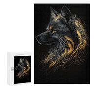 Puzzles pour Adolescents 300 PCS Fox Black Gold Dark BG Puzzles pour Adolescents - Jeu Familial - Décoration Murale - Interaction Parent-Enfant 300 PCS
