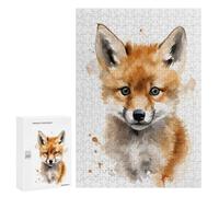 Puzzles pour Adolescents 300 PCS Fox Watercolor Art Puzzles pour Adolescents Jeux Relaxants Assemblage De Motifs Cadeaux Uniques d'anniversaire Et De Noël 300 PCS