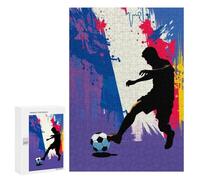 Puzzles pour Adolescents 300 PCS France Soccer Player Silhouette Puzzles pour Adolescents, Jouets Anti-Stress, Décoration Murale, Cadeaux d'anniversaire Et De Noël Uniques 300 PCS