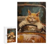 Puzzles pour Adolescents 300 PCS Funny Fat Cat Cabrio Car Puzzles, Jeux Relaxants, Décoration Intérieure, Cadeaux Et Idées Cadeaux Uniques pour Un Anniversaire 300 PCS