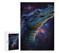 Puzzles pour Adolescents 300 PCS Galactic Crocodile Art Print-7 Puzzles pour Adultes Assemblage De Modèles De Puzzles Défi À Réaliser Soirée Jeux Et Divertissement en Famille 300 PCS