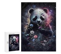 Puzzles pour Adolescents 300 PCS Galactic Panda with Flowers -5 Puzzles pour Adolescents Améliorent La Mémoire Difficiles À Compléter Jeux Stimulants 300 PCS