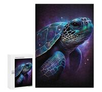 Puzzles pour Adolescents 300 PCS Galactic Sea Turtle Art Print Puzzles pour Adolescents - Jeu Familial - Décoration Murale - Interaction Parent-Enfant 300 PCS