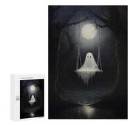 Puzzles pour Adolescents 300 PCS Ghostly Swing in Moonlight Puzzles pour Adultes Jeux Amusants Décoration Parfaite Cadeaux Uniques d'anniversaire Et De Noël 300 PCS