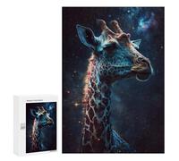 Puzzles pour Adolescents 300 PCS Giraffe in Space Art Print-9 Puzzles Jeux De Détente Décoration Parfaite Cadeaux Uniques d'anniversaire Et De Noël 300 PCS
