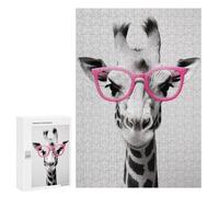 Puzzles pour Adolescents 300 PCS Giraffe Pink Glasses Puzzles pour Adultes Jouets Anti-Stress Améliorent La Mémoire Difficiles Et Stimulants 300 PCS