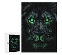 Puzzles pour Adolescents 300 PCS Glowing Green Lion Eyes Puzzles pour Adultes Assemblage De Modèles De Puzzles Défi À Réaliser Soirée Jeux Et Divertissement en Famille 300 PCS
