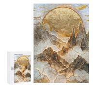 Puzzles pour Adolescents 300 PCS Gold Mountain Sunset Jeu De Puzzle Familial Décoration Parfaite Cadeaux Uniques pour Un Anniversaire Et Noël 300 PCS