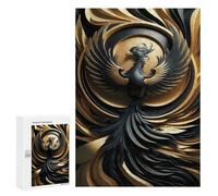 Puzzles pour Adolescents 300 PCS Golden Abstract Phoenix Puzzles, Jeux Amusants, Assemblage De Motifs, Cadeaux Uniques d'anniversaire Et De Noël 300 PCS