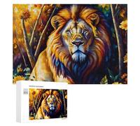 Puzzles pour Adolescents 300 PCS Golden Lion in Vibrant Forest Puzzle Anti-Stress, Jouet Idéal pour Une Décoration Amusante À La Maison, 300 PCS