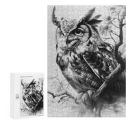 Puzzles pour Adolescents 300 PCS Great Horned Owl Puzzles pour Adolescents Jeux Relaxants Assemblage De Motifs Cadeaux Uniques d'anniversaire Et De Noël 300 PCS