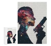 Puzzles pour Adolescents 300 PCS Gun Galaxy Silhouette Casse-têtes pour Adultes Jeu De Réflexion Assemblage De Motifs Interaction Parent-Enfant 300 PCS