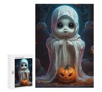 Puzzles pour Adolescents 300 PCS Halloween Ghost Baby with Pumpkin Puzzles Jeux De Détente Décoration Parfaite Cadeaux Uniques d'anniversaire Et De Noël 300 PCS
