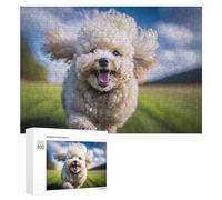 Puzzles pour Adolescents 300 PCS Happy Cute Poodle Running Puzzles pour Adultes, Jeux en Famille, Décoration Intérieure, Cadeaux De Noël Et d'anniversaire 300 PCS