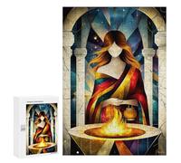 Puzzles Pour Adolescents 300 PCS Hestia - Cubist Minimalist Legend - Goddess of The Hearth & Sacred Fire in Mythological Art Puzzles Pour Adultes - Jeu Manuel Anti-stress - Cadeaux Uniques Pour Annive