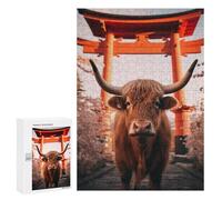 Puzzles pour Adolescents 300 PCS Highland Cow Torii Gate Puzzles pour Adolescents Jeux Relaxants Assemblage De Motifs Cadeaux Uniques d'anniversaire Et De Noël 300 PCS