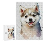 Puzzles pour Adolescents 300 PCS Husky Cute Watercolor Puzzles pour Adolescents Jeux Relaxants Assemblage De Motifs Cadeaux Uniques d'anniversaire Et De Noël 300 PCS