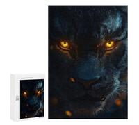 Puzzles pour Adolescents 300 PCS Intense Black Panther with Glowing Eyes Casse-têtes pour Adultes Jeux De Détente Analyse Et Logique Activités Amusantes À La Maison, 300 PCS