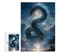 Puzzles pour Adolescents 300 PCS Japanese Dragon Moon Light Casse-têtes pour Adultes Jeu De Réflexion Assemblage De Motifs Interaction Parent-Enfant 300 PCS