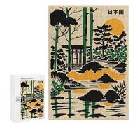 Puzzles pour Adolescents 300 PCS Japanese Garden Illustration with Torii Gate Puzzles Jeux De Détente Décoration Parfaite Cadeaux Uniques d'anniversaire Et De Noël 300 PCS