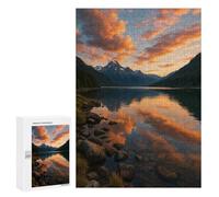 Puzzles pour Adolescents 300 PCS Lake and Mountain Sunset Reflection Puzzles pour Adultes Jeux Relaxants, Amusants Et Humoristiques, Stimulants À Compléter 300 PCS