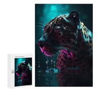 Puzzles pour Adolescents 300 PCS Leopard Jaguar Neon Art Puzzles pour Adultes - Jeu Manuel Anti-Stress - Cadeaux Uniques pour Anniversaire Et Noël 300 PCS