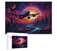 Puzzles pour Adolescents 300 PCS Magical Sunset Flight Adventure -2 Puzzles pour Adultes Jeux Relaxants pour S'amuser en Famille Cadeaux De Noël Et d'anniversaire 300 PCS