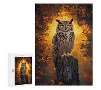 Puzzles pour Adolescents 300 PCS Majestic Eagle Owl in Autumn Puzzles, Jeux Amusants, Assemblage De Motifs, Cadeaux Uniques d'anniversaire Et De Noël 300 PCS