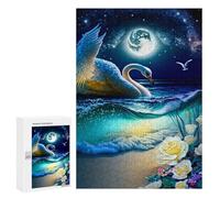 Puzzles pour Adolescents 300 PCS Moonlit Swan Serenity Puzzles pour Adultes Jeu De Réflexion Décoration Intérieure Activités Amusantes À La Maison 300 PCS