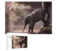 Puzzles pour Adolescents 300 PCS Mother's Love A Elephant's Journey Puzzle Anti-Stress, Jouet Idéal pour Une Décoration Amusante À La Maison, 300 PCS