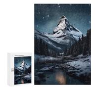 Puzzles pour Adolescents 300 PCS Mountain Peak Snow Night Puzzles pour Adolescents Jeux Relaxants Assemblage De Motifs Cadeaux Uniques d'anniversaire Et De Noël 300 PCS