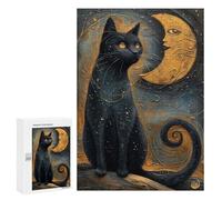Puzzles pour Adolescents 300 PCS Mystical Black Cat Art Puzzles pour Adultes Jouets Anti-Stress pour S'amuser en Famille Interaction Parent-Enfant 300 PCS