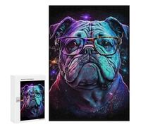 Puzzles pour Adolescents 300 PCS Neon Bulldog Glasses Art Print -4 Puzzles pour Adolescents Améliorent La Mémoire Difficiles À Compléter Jeux Stimulants 300 PCS