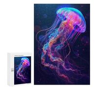Puzzles pour Adolescents 300 PCS Neon Jellyfish Puzzles pour Adolescents Jeux Relaxants Assemblage De Motifs Cadeaux Uniques d'anniversaire Et De Noël 300 PCS